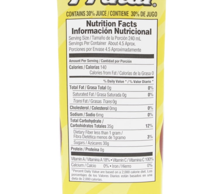 Calorias del jugo de mango
